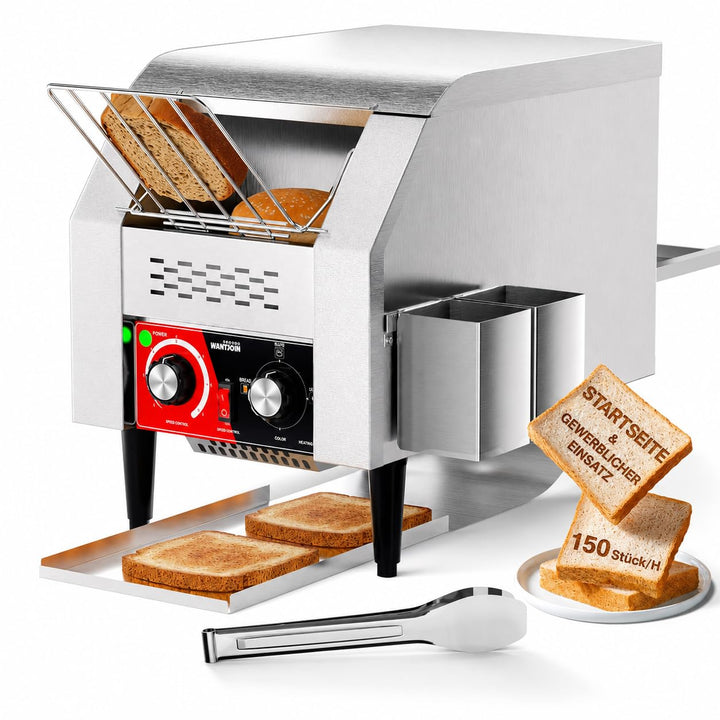 WantJoin Gewerblicher Durchlauftoaster – Elektrisches Gerät für 150 Scheiben/Stunde (Toast, Hamburge