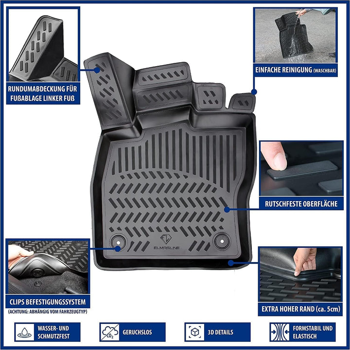 ELMASLINE 3D Gummimatten & Kofferraumwanne Set für Mercedes GLA (X156) 2013-2020 | Zubehör Fussmatte