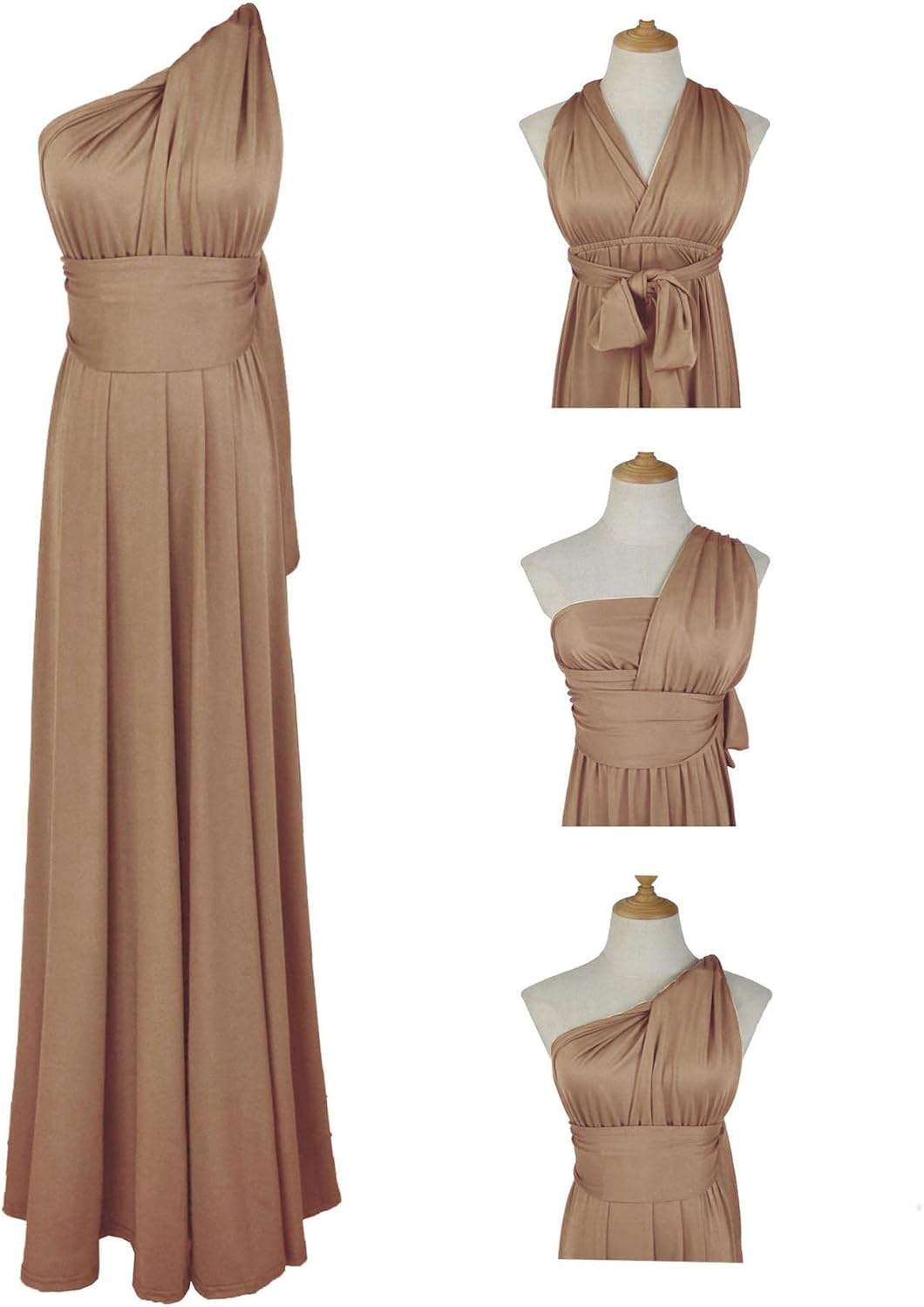 xxxiticat Damen Lange Abend Cocktailkleid Elegantes Brautjungfernkleid Elegante Party Kleid S Braun,
