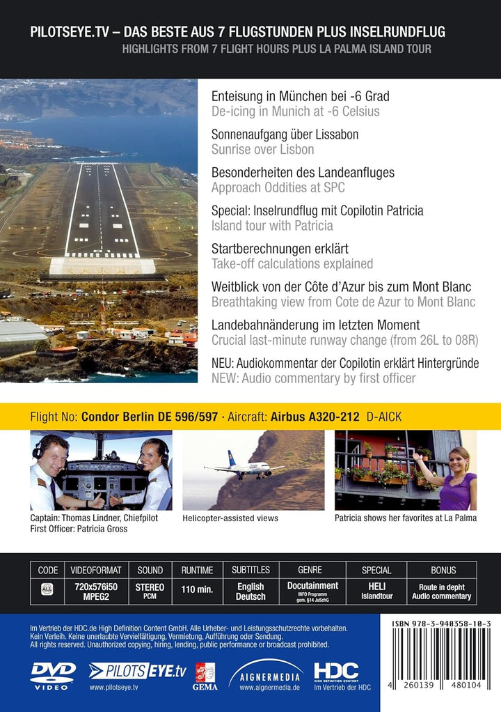 PilotsEYE.tv | LA PALMA | Cockpitmitflug A320 | CONDOR Berlin | "Airial Island" | Bonus: Helicopter