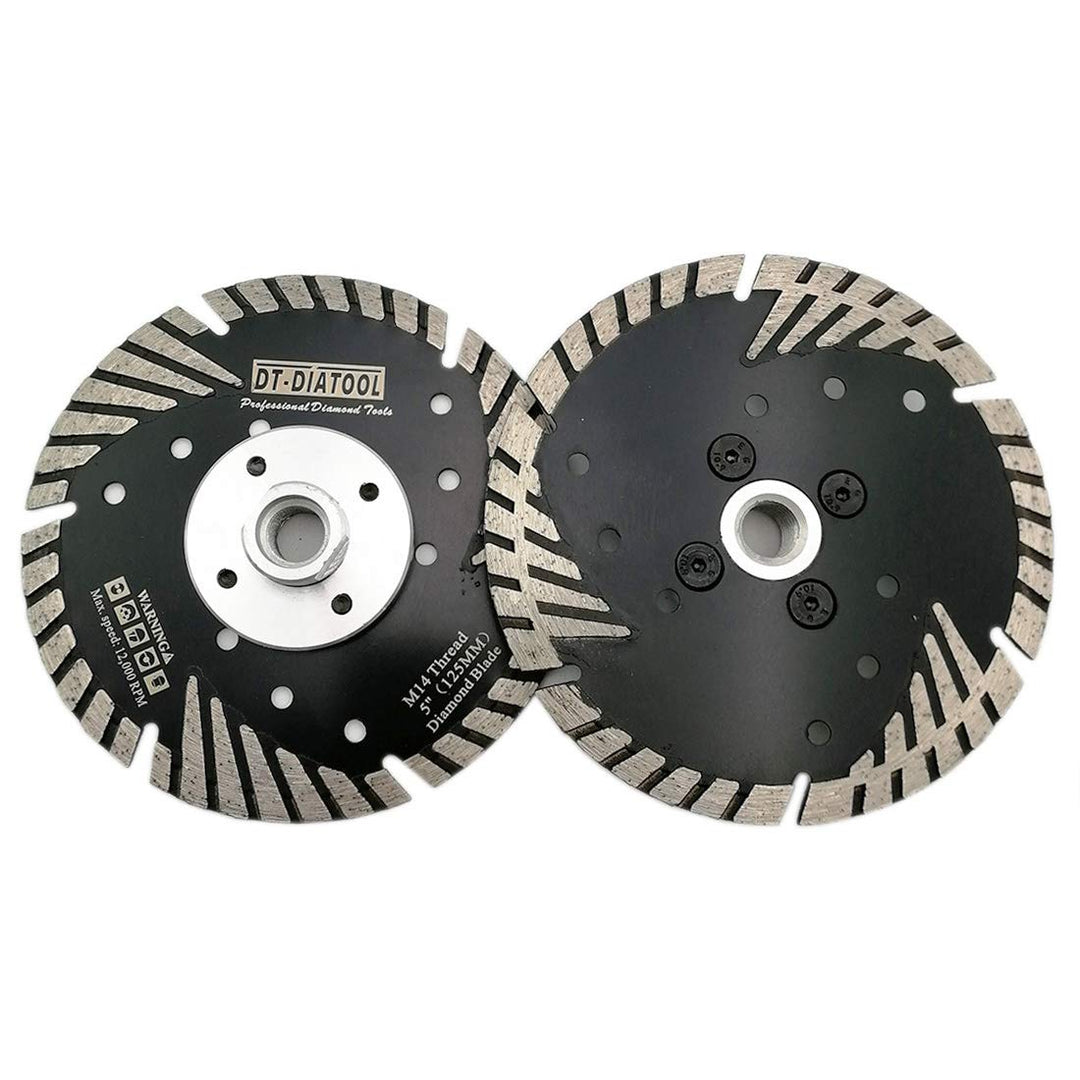 DT-DIATOOL Diamant Trennscheibe 2 Stücke 125 mm x M14 Turbo Sägeblatt mit Schutzzähne zum Schneiden