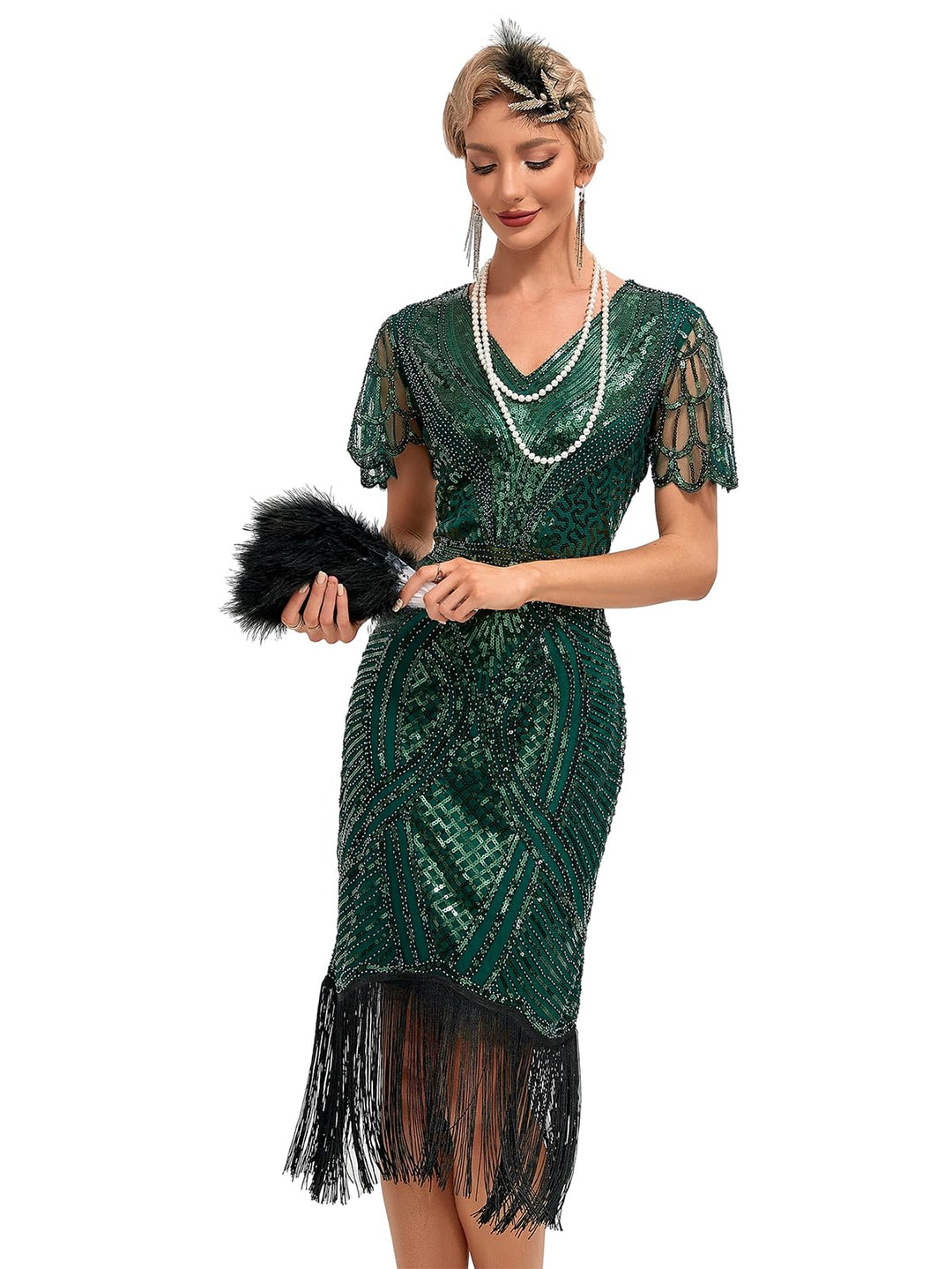 1920s Kleid Damen Flapper Charleston Kleid Gatsby Pailletten Cocktail Abschlussballkleid Party Kostü