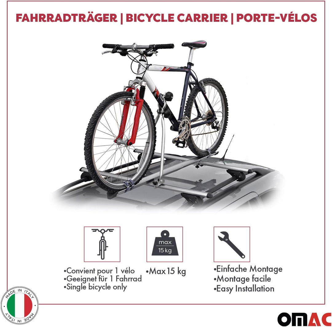 Menabo Fahrradträger Huggy Dachfahrradträger kompatibel mit 1 Fahrrad bis 15kg TÜV Stahl Huggy Legie