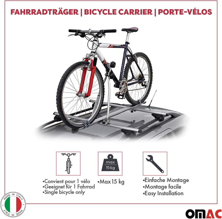 Menabo Fahrradträger Huggy Dachfahrradträger kompatibel mit 1 Fahrrad bis 15kg TÜV Stahl Huggy Legie