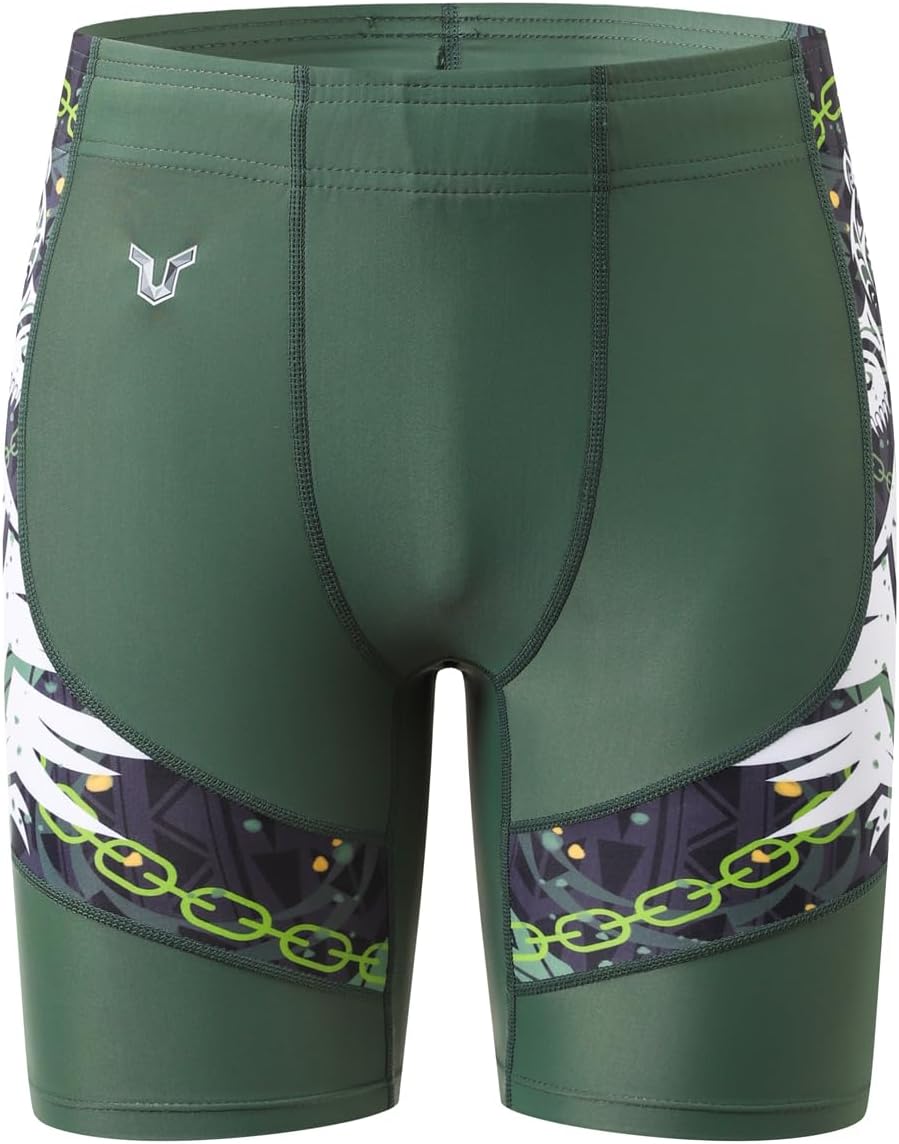 HUGE SPORTS Herren Splice Schwimmhose Kompression Jammer Lang Wilde Serie S Bär Grün, S Bär Grün