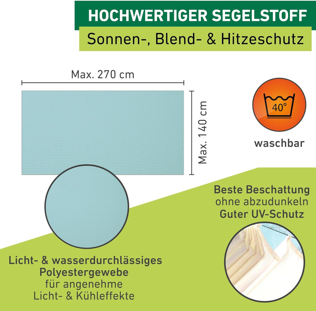Windhager Sonnensegel für Seilspanntechnik, Wintergarten und Terrassen Beschattung, Seilspannmarkise