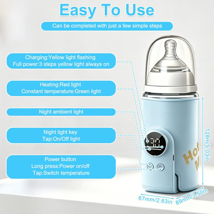 Flaschenwärmer Baby Unterwegs, Tragbarer Baby Flaschenwärmer mit LCD-Display 8000mAh Milchwärmer Bab