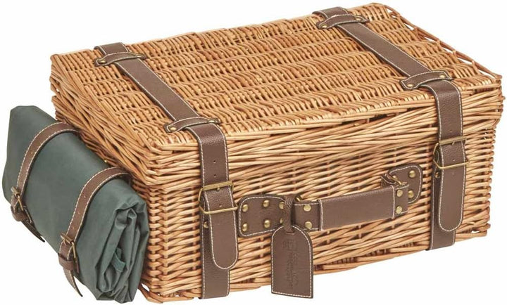 Les Jardins de la Comtesse - Picknickkorb Champs-Elysées aus Weidengeflecht und echtem Leder - Dunke