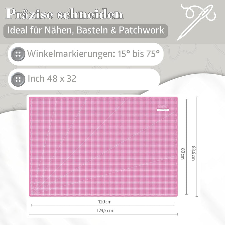 SEMPLIX Schneidematte A0 selbstheilend 120 x 80 cm Patchwork Basteln (Pink-Lila), Pink-lila