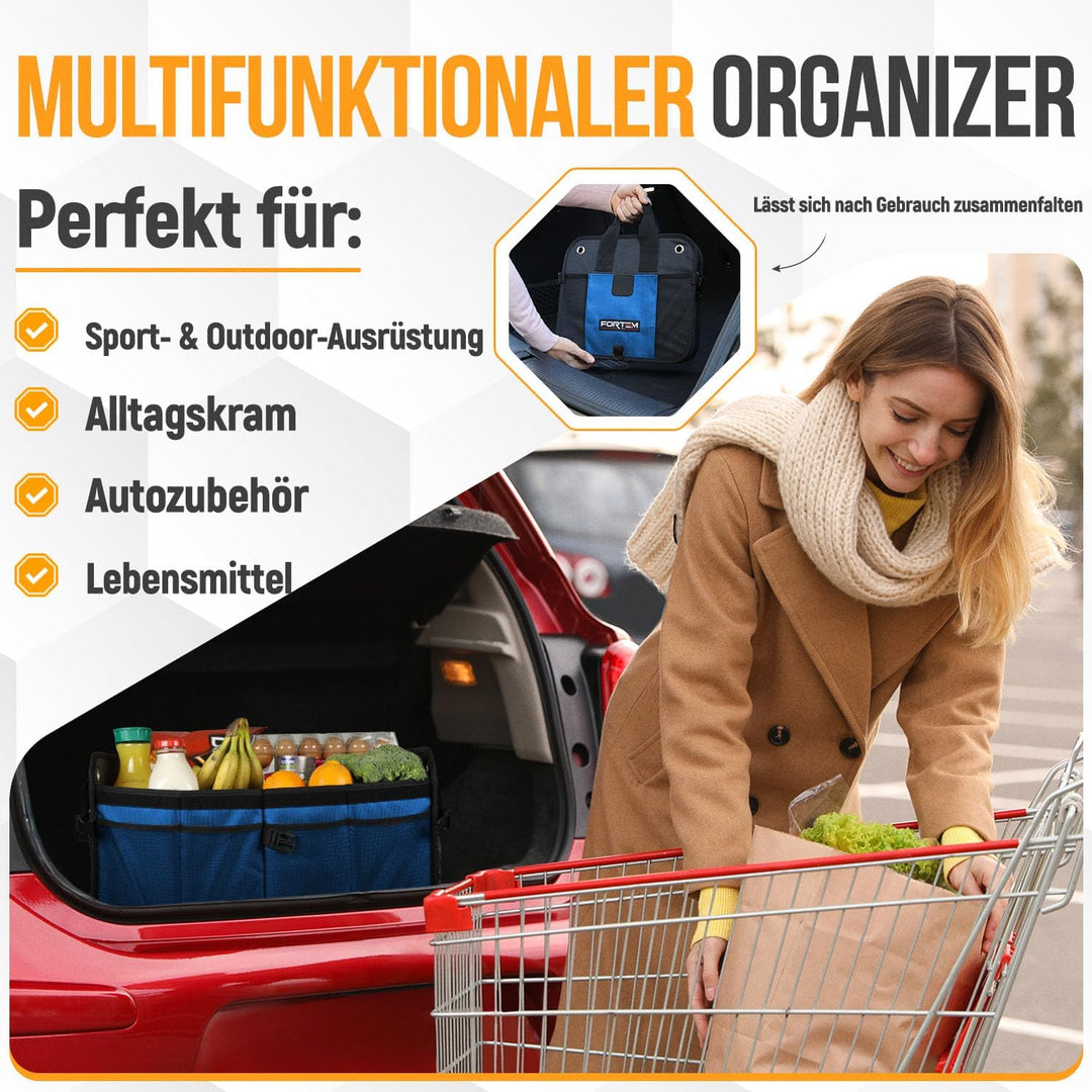 FORTEM Kofferraum Organizer, Kofferraumtasche, Zusammenklappbarer Auto Organizer Kofferraum mit Fäch