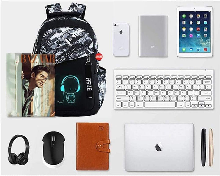 Asge Schulrucksack Jungen Mädchen Teenager Rucksack Gross Schulranzen Reflektierender Wasserdicht Ba