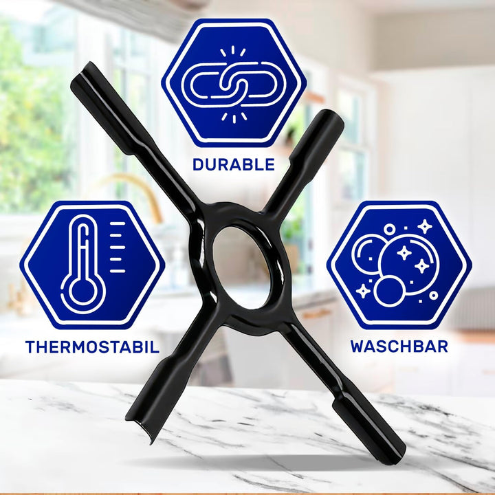 Universalle Gasherd Aufsatz 150 mm aus Emailliertem Schwarzem Metall - Verwendet wie Espressokocher