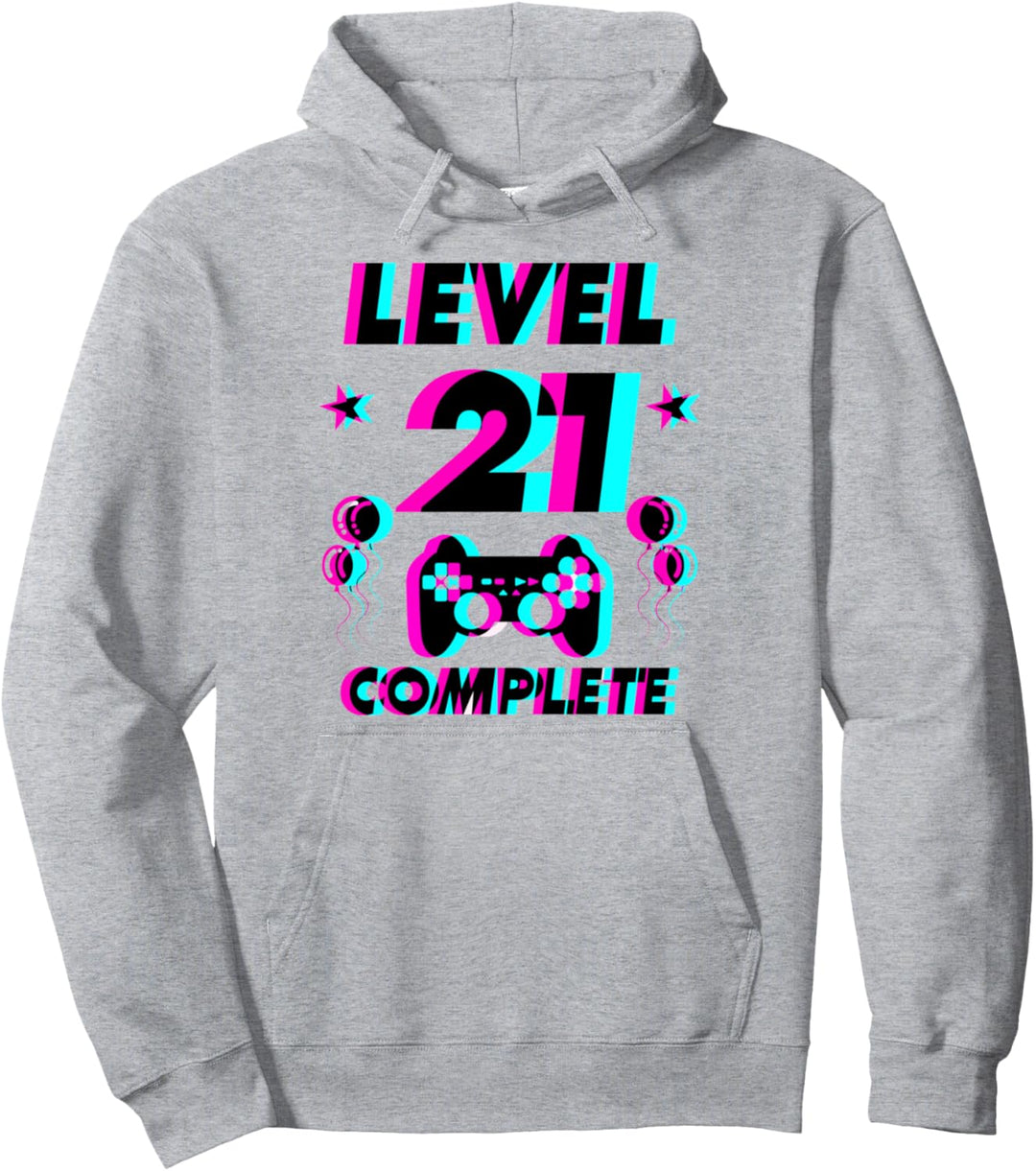 Level 21 Complete 21. Geburtstag - Zocker Gaming Vaporwave Pullover Hoodie
