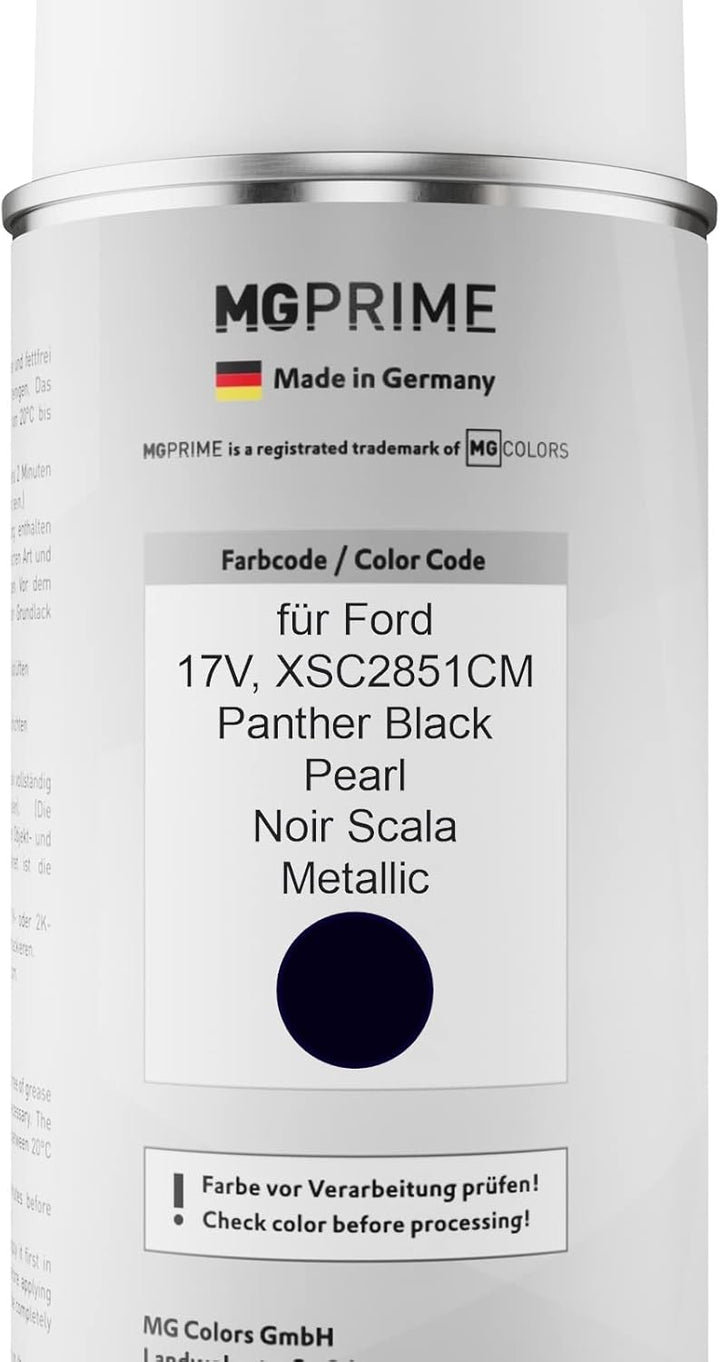MG PRIME Autolack 2K Spraydosen Set für Ford 17V / XSC2851CM Panther Black Pearl/Noir Scala Metallic