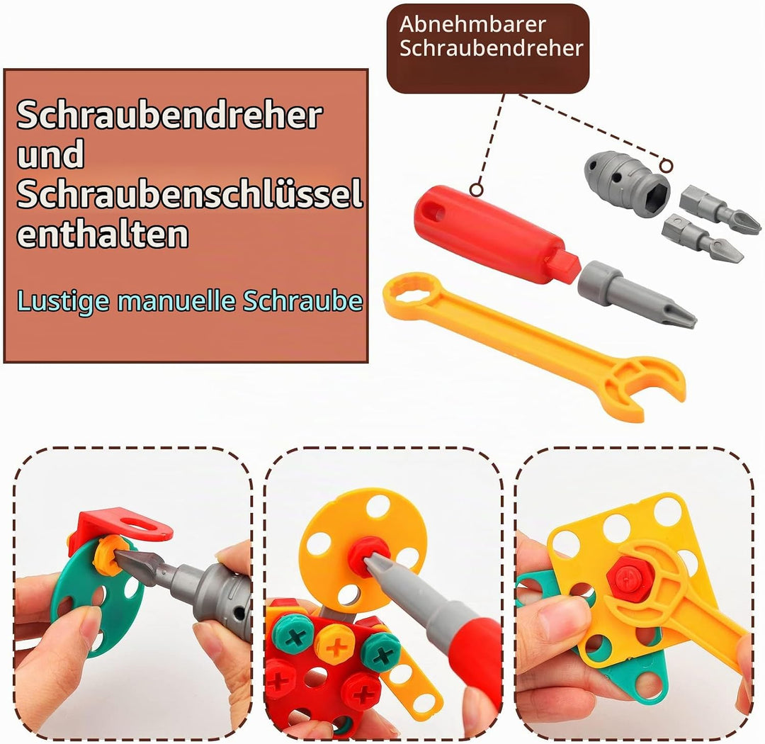 xinrongda Steckspiel Spielzeug ab 3 Jahre mit Bohrmaschine Pädagogisch Kreativ Spielzeug mit Drillen