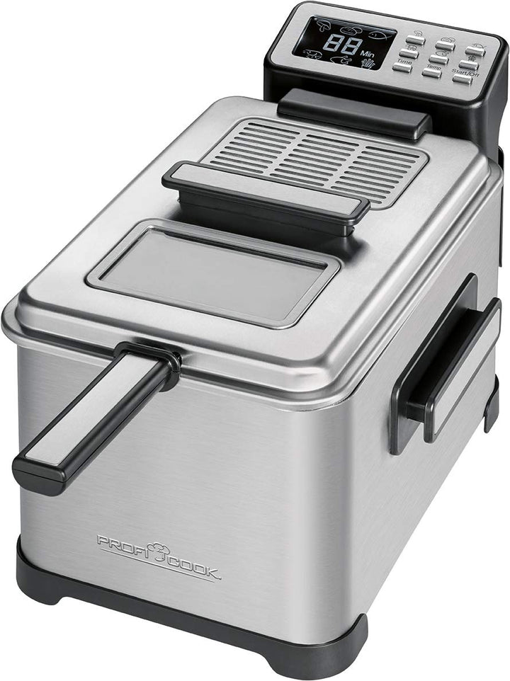 Profi Cook PC-FR 1088 Kaltzonen-Fritteuse, Deckel mit Sichtfenster, LCD-Display 6 elektrisch-regelba
