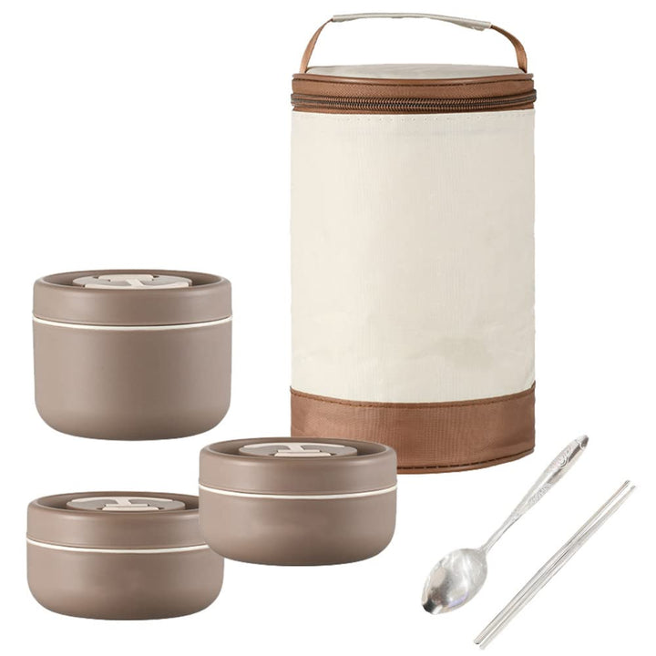 Glorlliant Thermische Lunchbox, Bento Lunchbox, Auslaufsicher, 3 Ebenen, Stapelbar, Aus Edelstahl, W