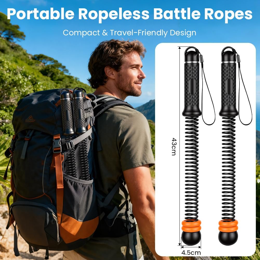 Vicloon Battle Rope, 2 Stück Verstellbares Ropeless Battle Ropes, Battles Rope Ohne Seil, Tragbar Sc