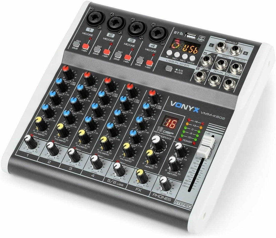 Vonyx VMM-K602 6-Kanal-Mischpult mit Bluetooth und Effekten