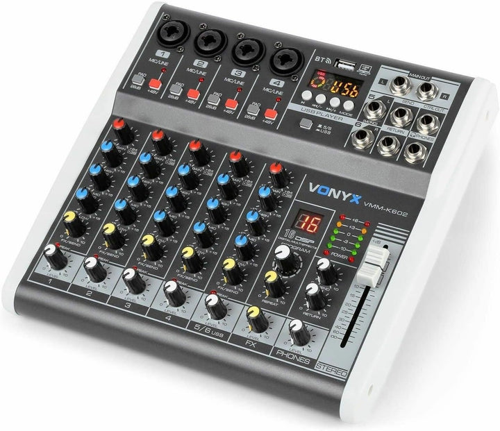 Vonyx VMM-K602 6-Kanal-Mischpult mit Bluetooth und Effekten
