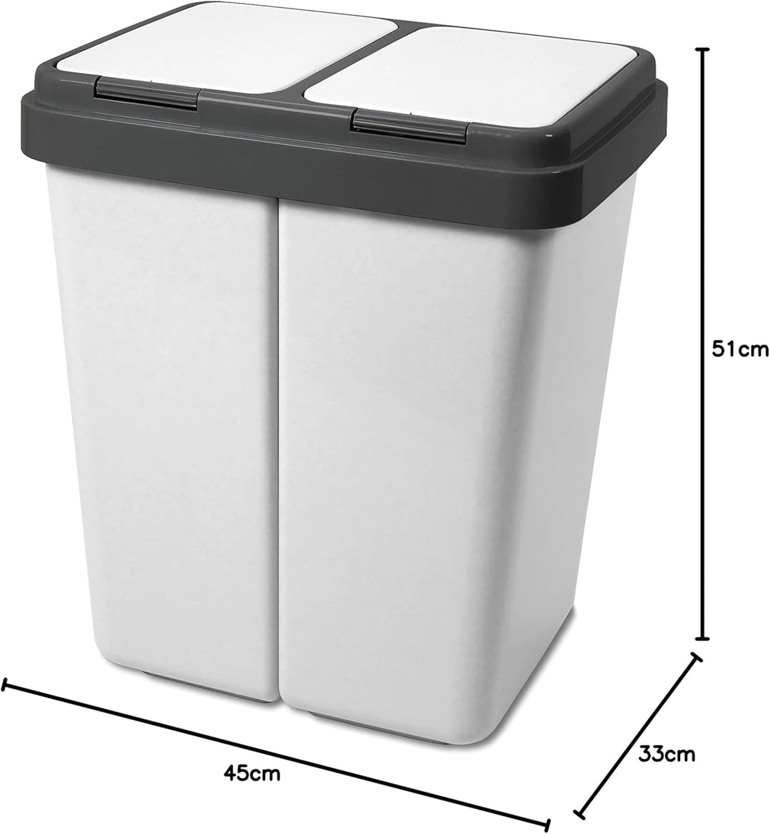 Alpfa Müllbehälter 2 x 30 Liter Duo Bin Grau Granit Made In Europe Inkl. 2 Ersatzfedern A 1 -