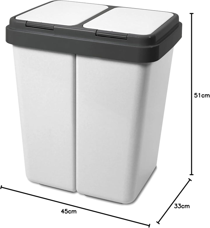 Alpfa Müllbehälter 2 x 30 Liter Duo Bin Grau Granit Made In Europe Inkl. 2 Ersatzfedern A 1 -
