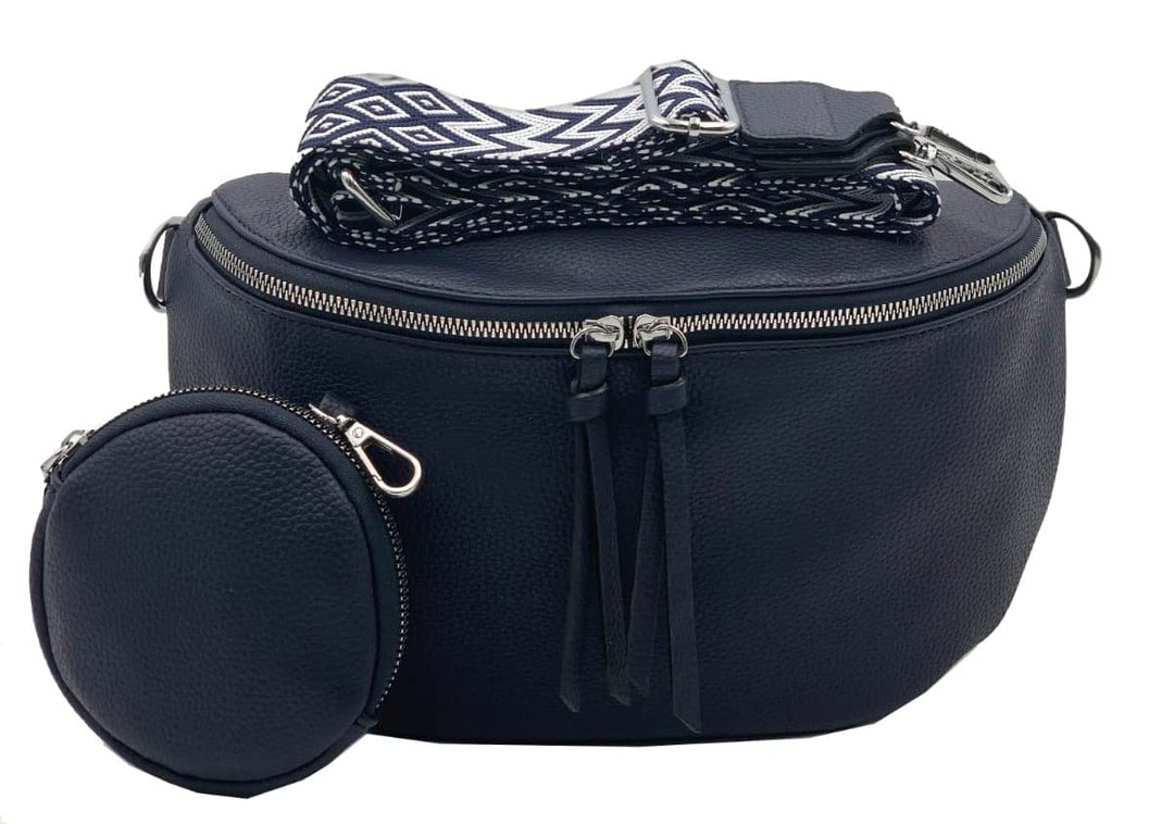stylx Crossbody Bag Damen Leder Breiter Gurt Handtasche Umhängetasche Moderne Taschen mit breitem Sc