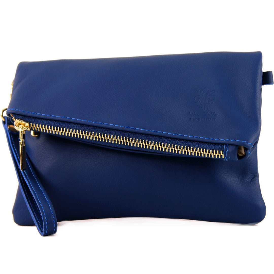 modamoda de - T95 - ital Umhängetasche aus Nappaleder Mini Blau, Blau