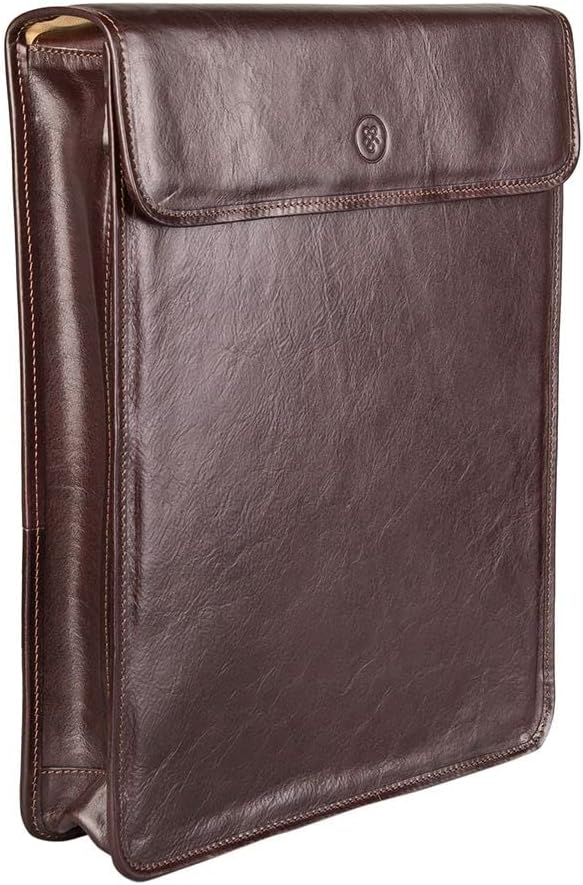 Maxwell-Scott Hochwertiges Herren Leder Hemdenetui Sepino in Dunkelbraun, Dunkelbraun