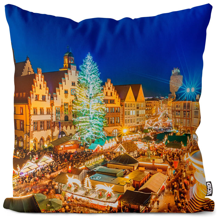VOID Weihnachtsmarkt Frankfurt Kissenbezug Kissenhülle Sofakissen Kissen Deko Weihnachten Winter Wei