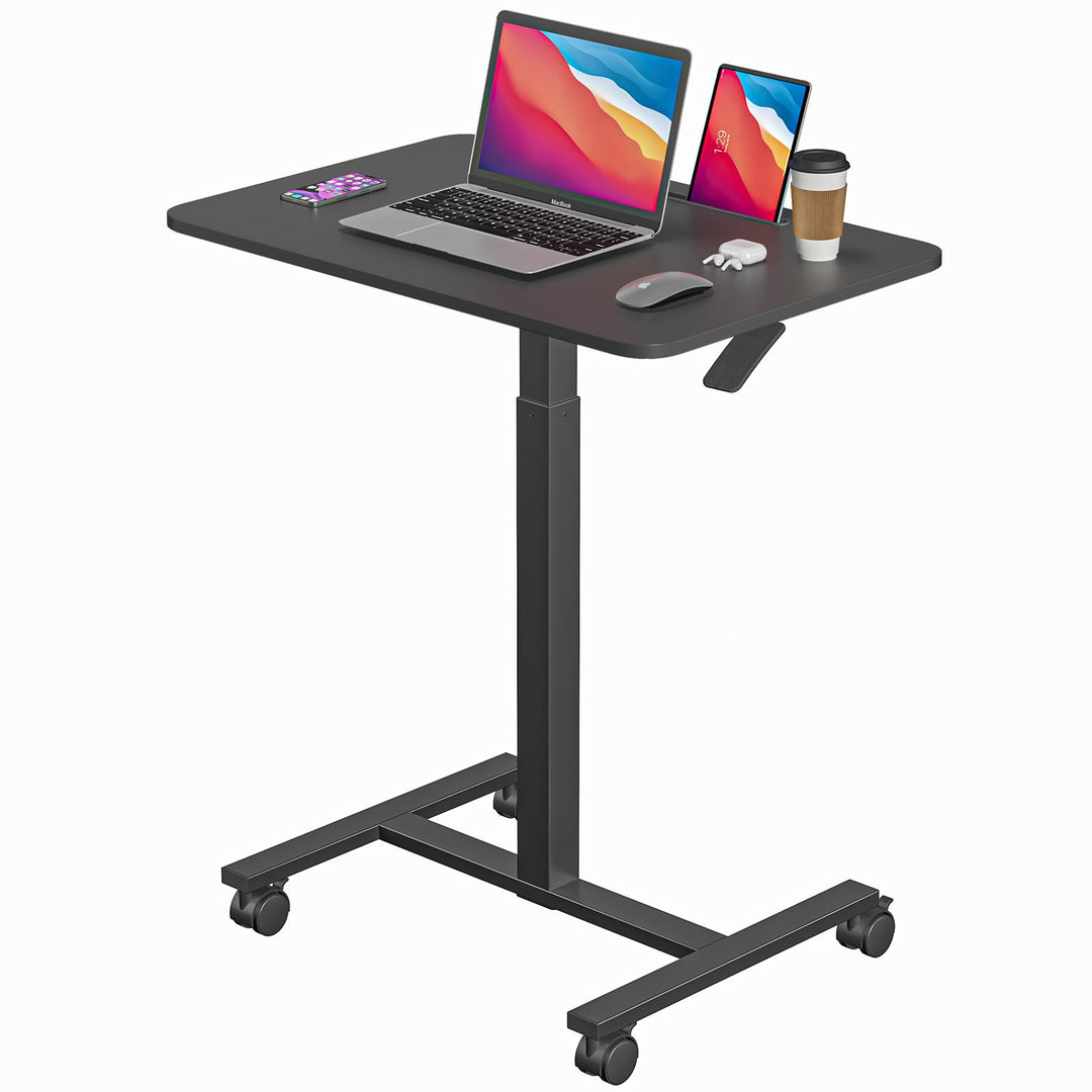 Dripex Computertisch höhenverstellbar mit Rollen, Nut für Tablet oder Handy | Steh-Sitz PC Tisch, Sc