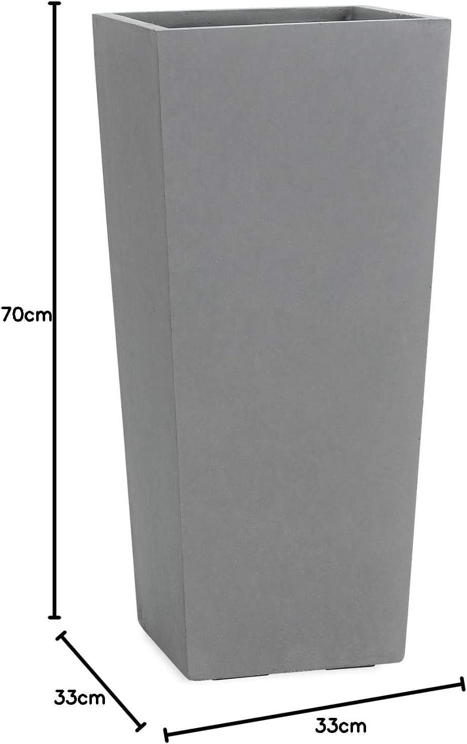 Pflanzwerk® Pflanzkübel Bodenvase Fiberglas Conic GRAU 70x33x33cm *Frostbeständige Blumenkübel* *Deu
