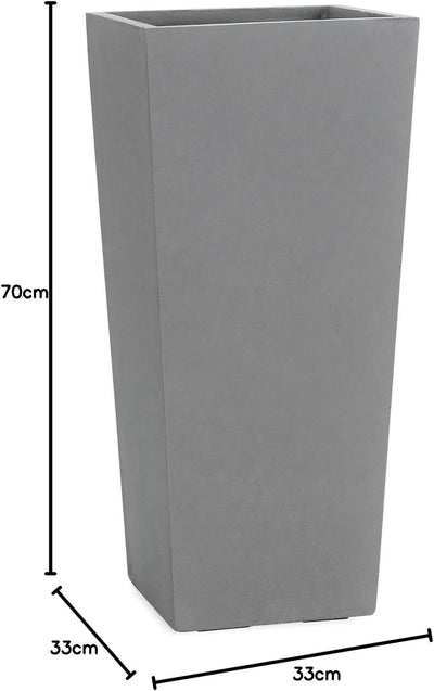 Pflanzwerk® Pflanzkübel Bodenvase Fiberglas Conic GRAU 70x33x33cm *Frostbeständige Blumenkübel* *Deu