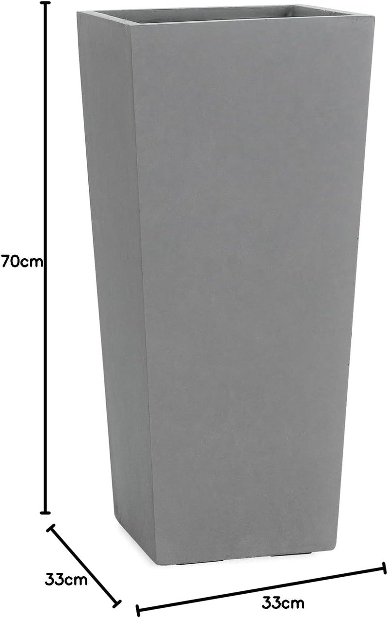 Pflanzwerk® Pflanzkübel Bodenvase Fiberglas Conic GRAU 70x33x33cm *Frostbeständige Blumenkübel* *Deu