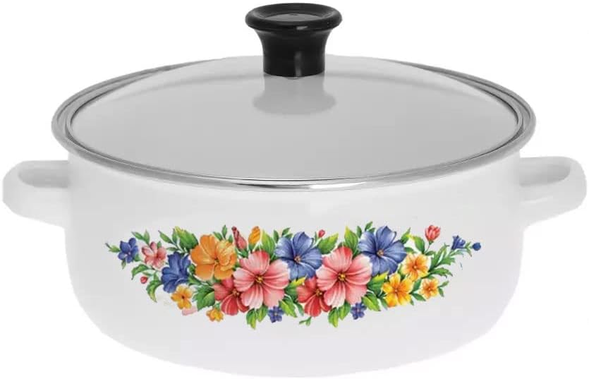 10-Tlg Emaille Kochtopfset Emailetöpfe Emaillierte Töpfset (Weiss), Weiss