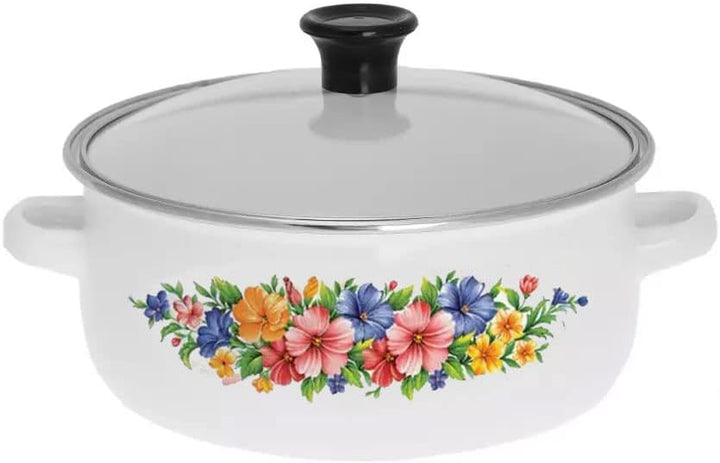 10-Tlg Emaille Kochtopfset Emailetöpfe Emaillierte Töpfset (Weiss), Weiss