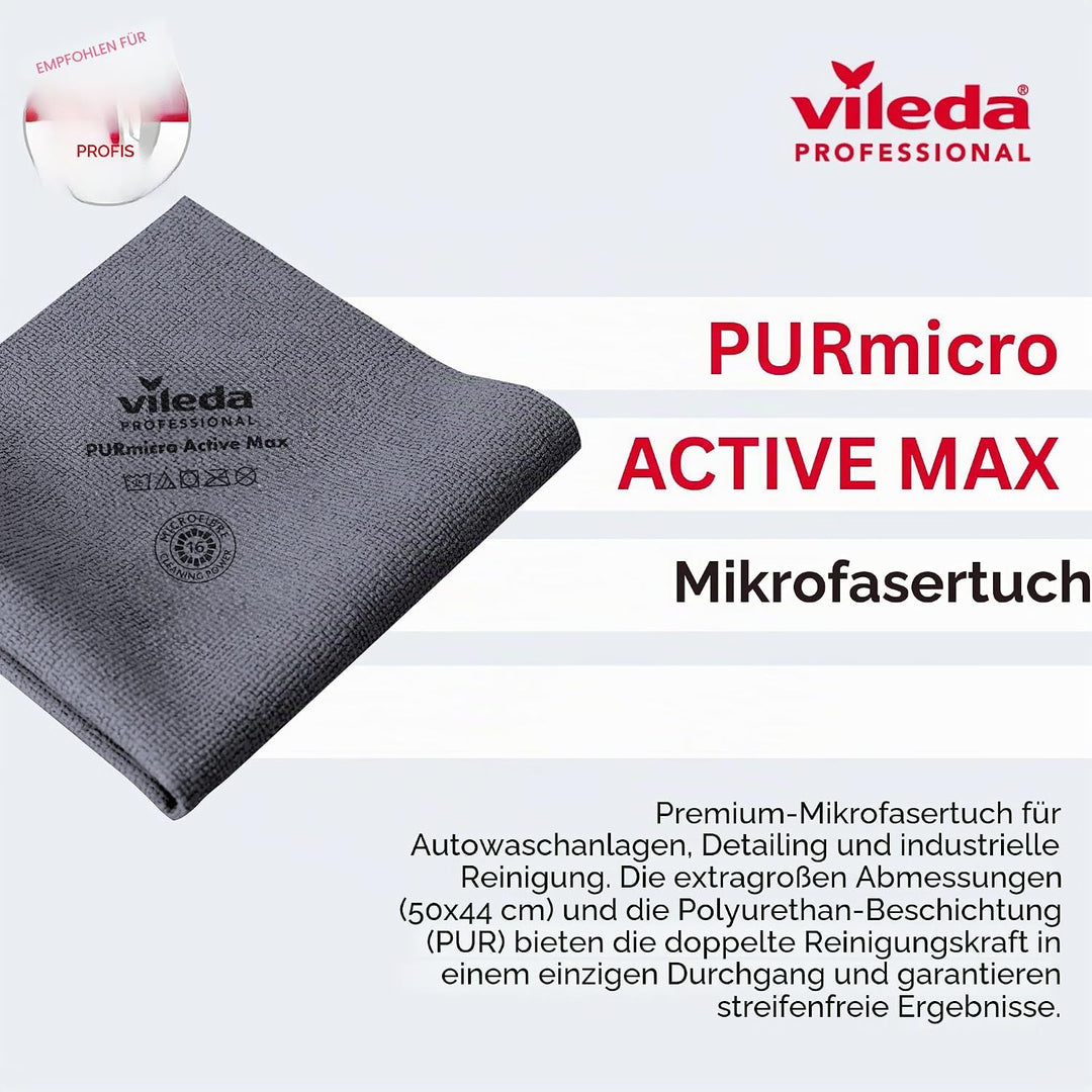 Vileda Professional Purmicro Active Max XL Waschlappen, grau, 5 Stück