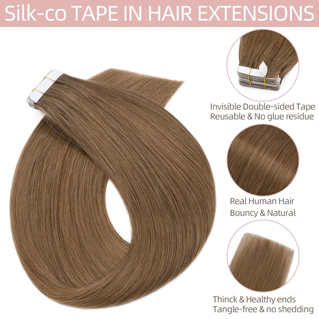 Silk-co Tape in Extensions Echthaar 40stk, Remy Tape Extensions Echthaar, Skin Weft Haarextensions K