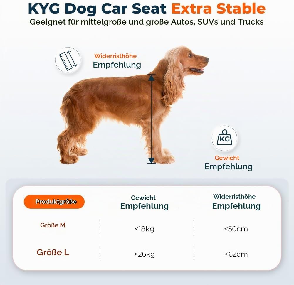 KYG Autositz Hunde Extra Stabiler Wasserdichter Rutschfester Haustier autositz Kratzfester mit 4 Bef