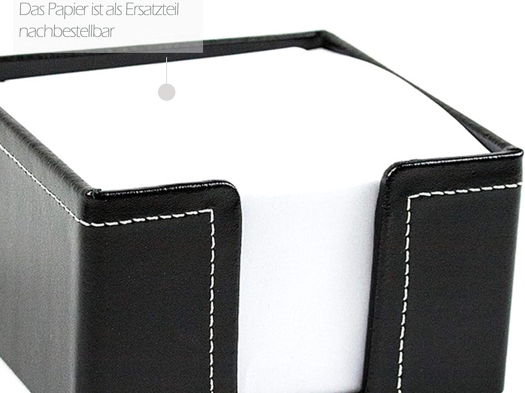 DELMON VARONE - Zettelkasten Cambridge Top Grain Leder schwarz, Zettelbox inkl. 500 Blatt Papier, No