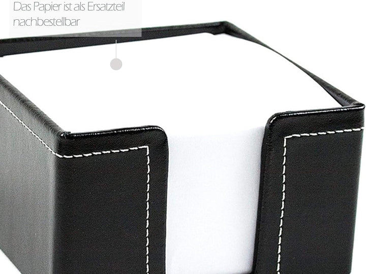 DELMON VARONE - Zettelkasten Cambridge Top Grain Leder schwarz, Zettelbox inkl. 500 Blatt Papier, No