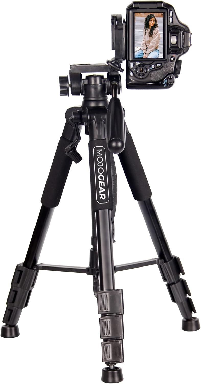 MOJOGEAR 140cm Video Stativ met Premium Smartphone-Halterung - Aluminium Camera DSLR Handy Travel Dr