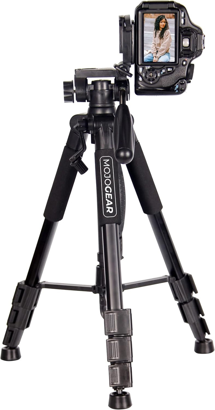 MOJOGEAR 140cm Video Stativ met Premium Smartphone-Halterung - Aluminium Camera DSLR Handy Travel Dr