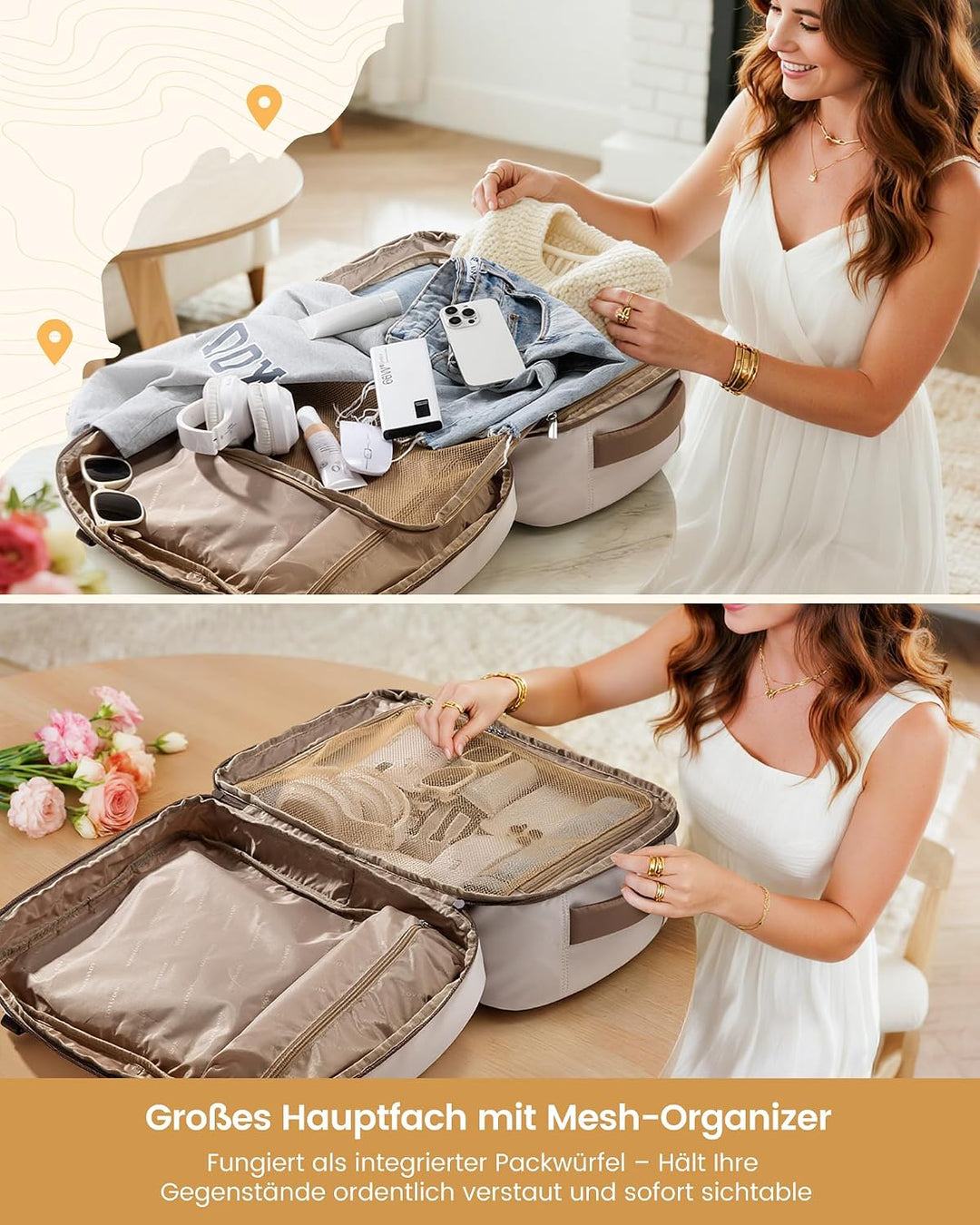 LOVEVOOK Reiserucksack Handgepäck Flugzeug 40L Gross Rucksack Damen 45x36x20 | Travel Backpack für 1