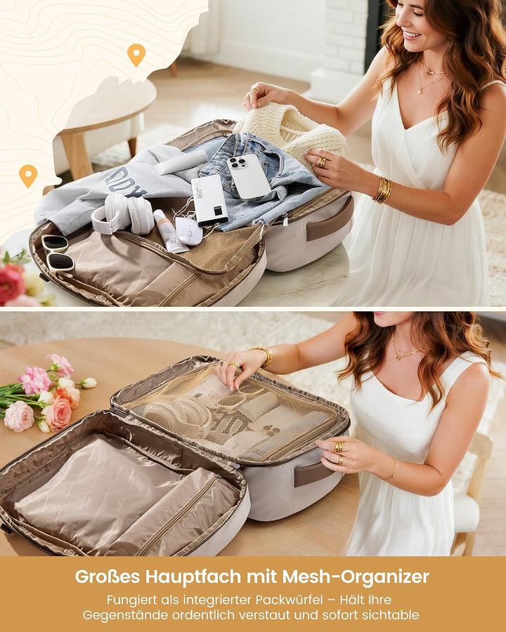 LOVEVOOK Reiserucksack Handgepäck Flugzeug 40L Gross Rucksack Damen 45x36x20 | Travel Backpack für 1