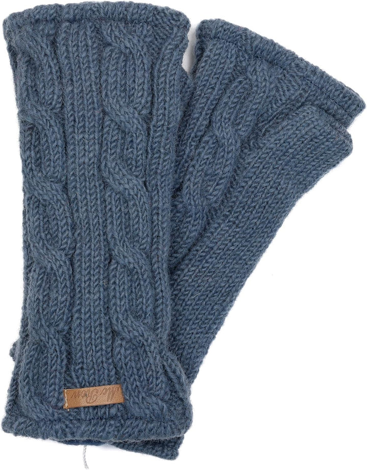 McRon Damen Gestrickte Pulswärmer Modell Emily Staubblau, Staubblau