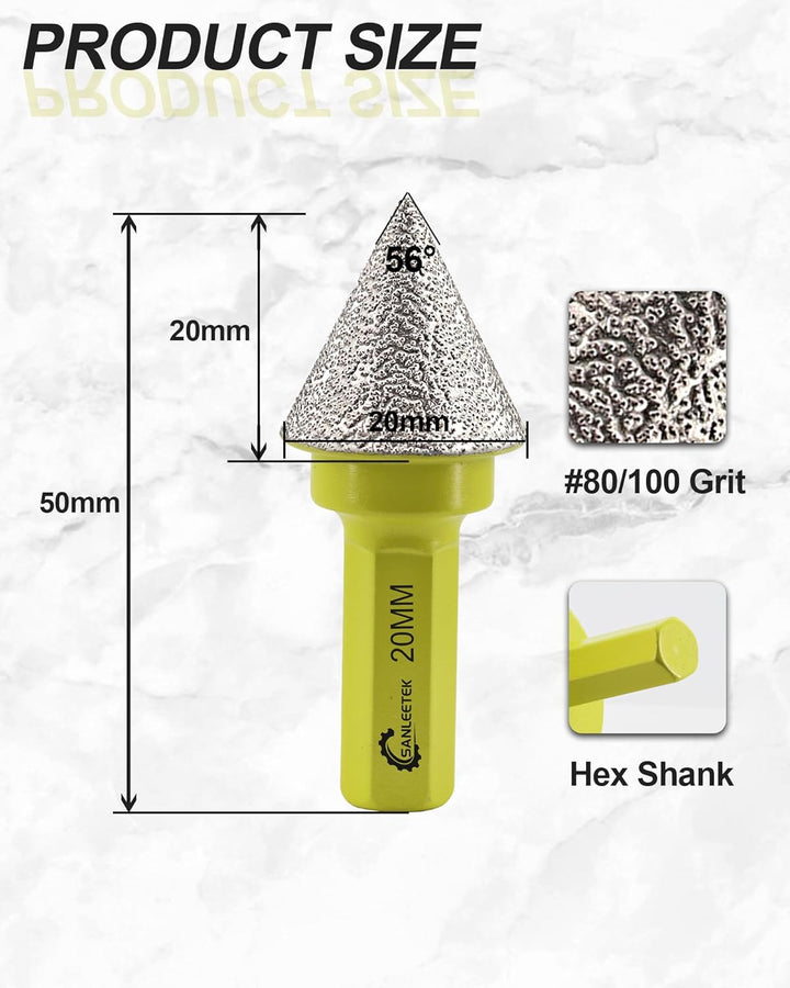 Diamant Fasenbohrer 20mm Fliesenfräser SANLEETEK - Anfasen, Formen, Vergrössern und Schleifen von Lö