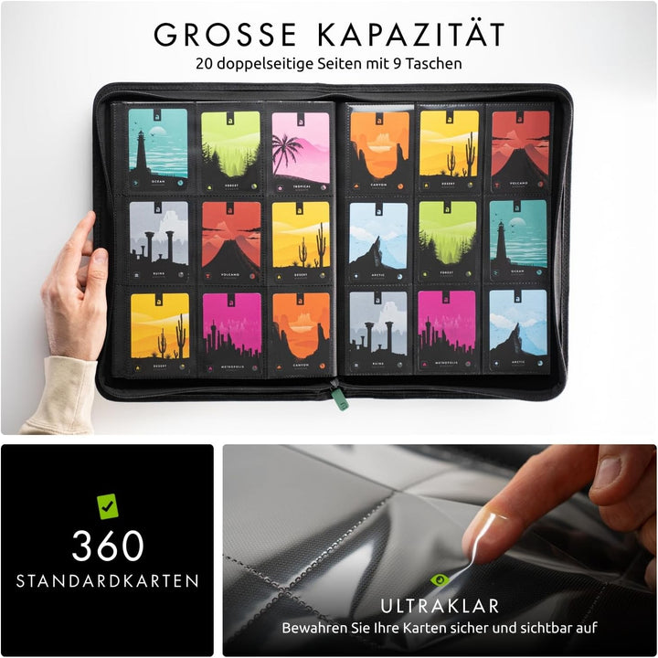 Vault X Premium eXo-Tec Zip Heftmappe - 9 Fächer Sammelkarten Trading Cards Mappe - 360 Fächer mit S