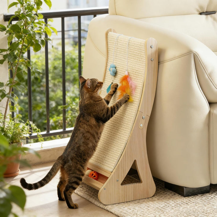Katzen Kratzbrett Dual-Use Kratzpappe für Katzen Gross 63cm Gebogen Kratzmöbel Katze 100% Natürliche
