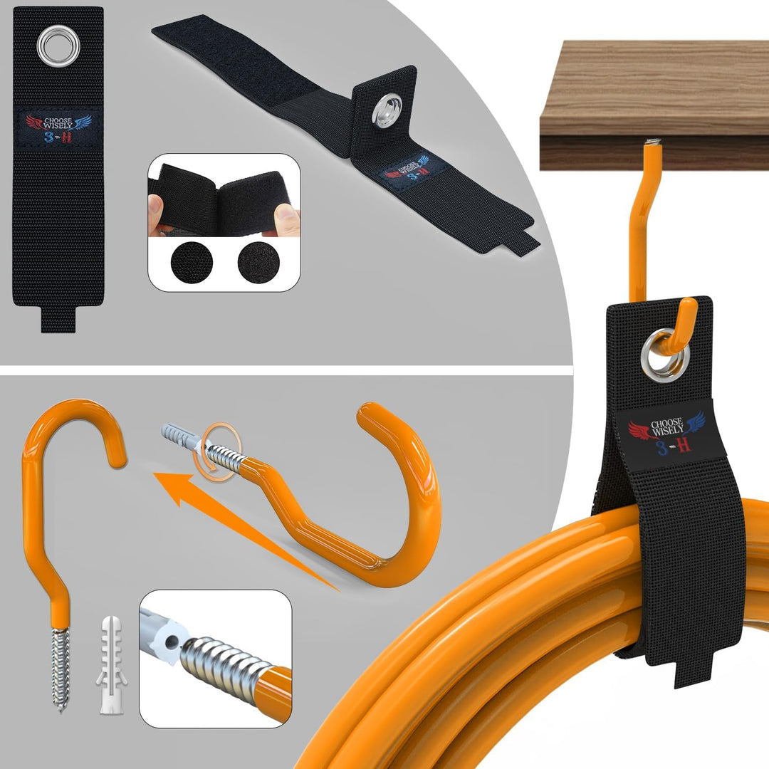 3-H Wandhaken Garage, Gerätehaken Schwerlast Doppelhaken 31 Stück für Leiter, Geräte, Werkzeuge, Sch